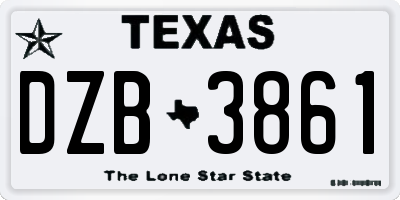 TX license plate DZB3861