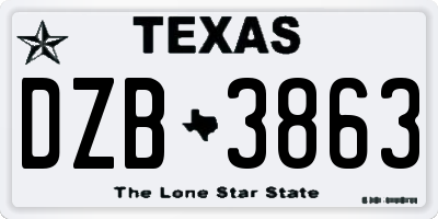 TX license plate DZB3863