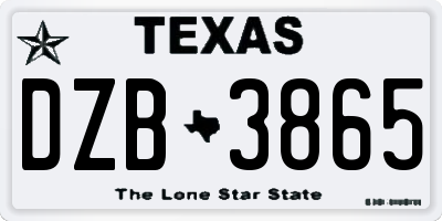 TX license plate DZB3865
