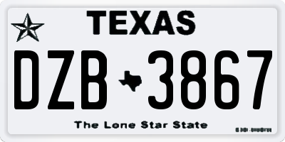 TX license plate DZB3867