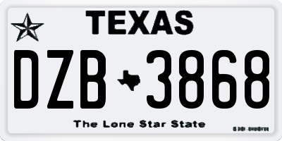 TX license plate DZB3868