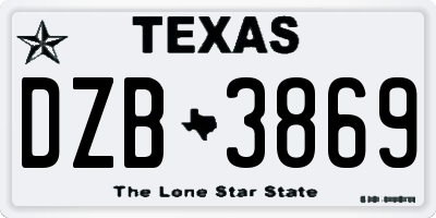 TX license plate DZB3869