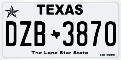 TX license plate DZB3870