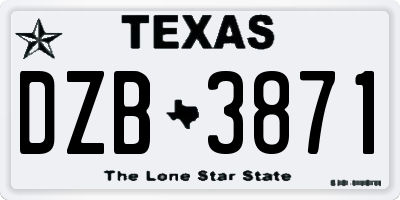 TX license plate DZB3871