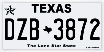 TX license plate DZB3872