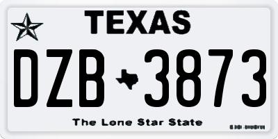 TX license plate DZB3873