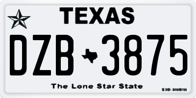 TX license plate DZB3875