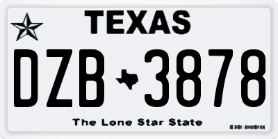 TX license plate DZB3878