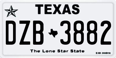 TX license plate DZB3882