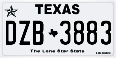 TX license plate DZB3883
