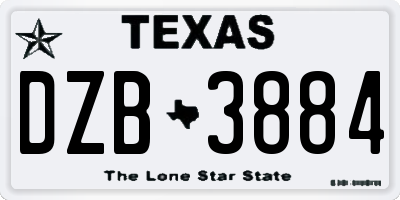 TX license plate DZB3884