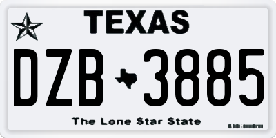 TX license plate DZB3885