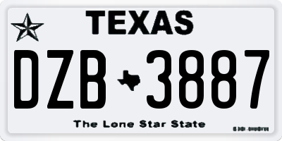 TX license plate DZB3887