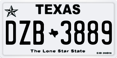 TX license plate DZB3889
