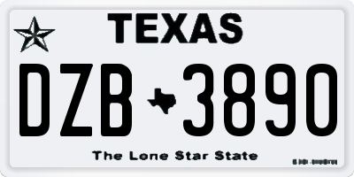 TX license plate DZB3890
