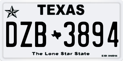 TX license plate DZB3894