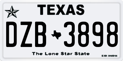 TX license plate DZB3898