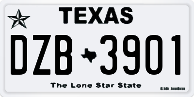 TX license plate DZB3901