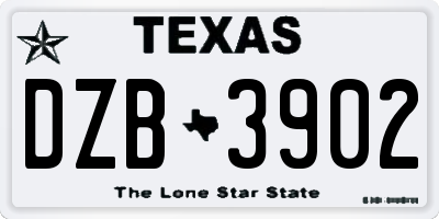 TX license plate DZB3902