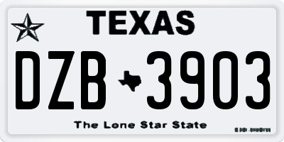 TX license plate DZB3903