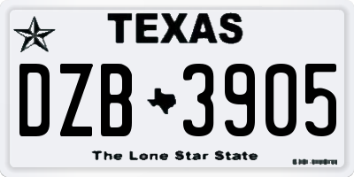 TX license plate DZB3905