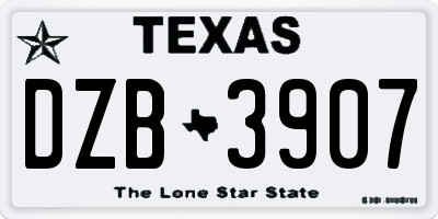 TX license plate DZB3907