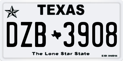 TX license plate DZB3908