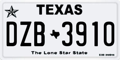 TX license plate DZB3910