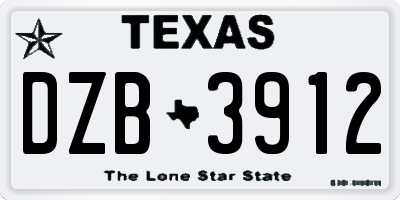 TX license plate DZB3912