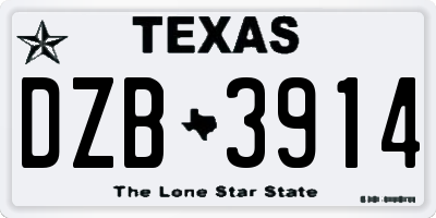 TX license plate DZB3914