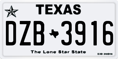TX license plate DZB3916