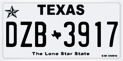 TX license plate DZB3917