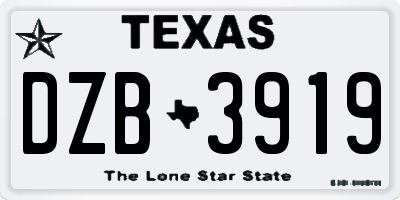 TX license plate DZB3919