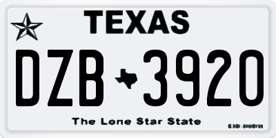 TX license plate DZB3920