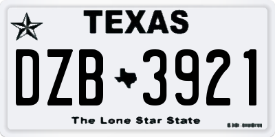 TX license plate DZB3921