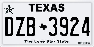 TX license plate DZB3924