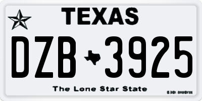 TX license plate DZB3925