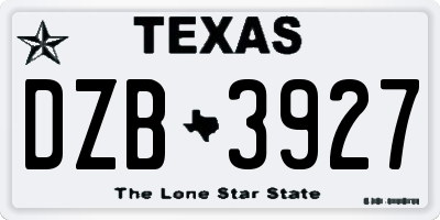TX license plate DZB3927