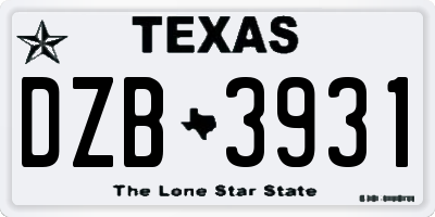TX license plate DZB3931