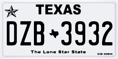TX license plate DZB3932