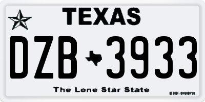TX license plate DZB3933