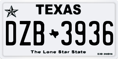 TX license plate DZB3936