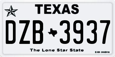 TX license plate DZB3937