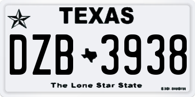 TX license plate DZB3938