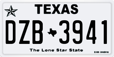 TX license plate DZB3941
