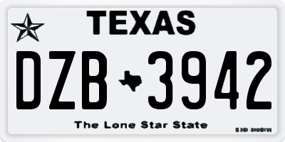TX license plate DZB3942