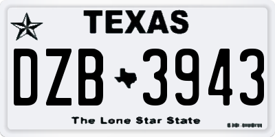 TX license plate DZB3943