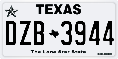 TX license plate DZB3944