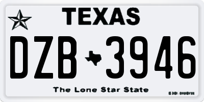 TX license plate DZB3946