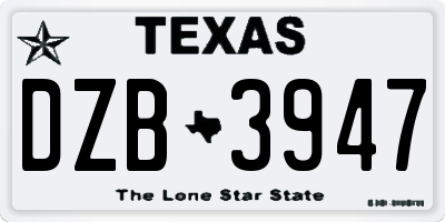 TX license plate DZB3947